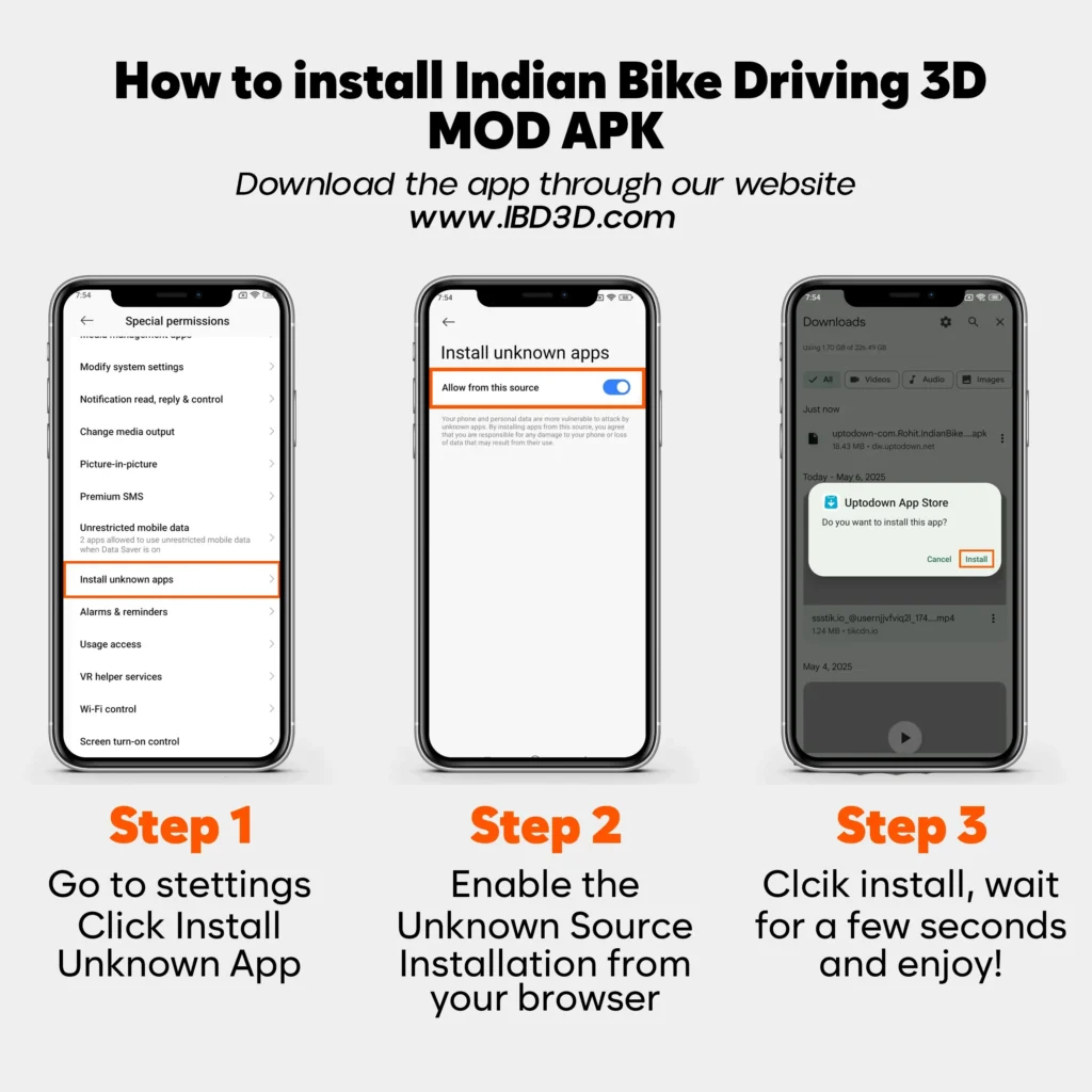 Indian Bike Driving 3d MOD APK Download V75 17 infographic: how to download indian bike driving 3d mod apk?